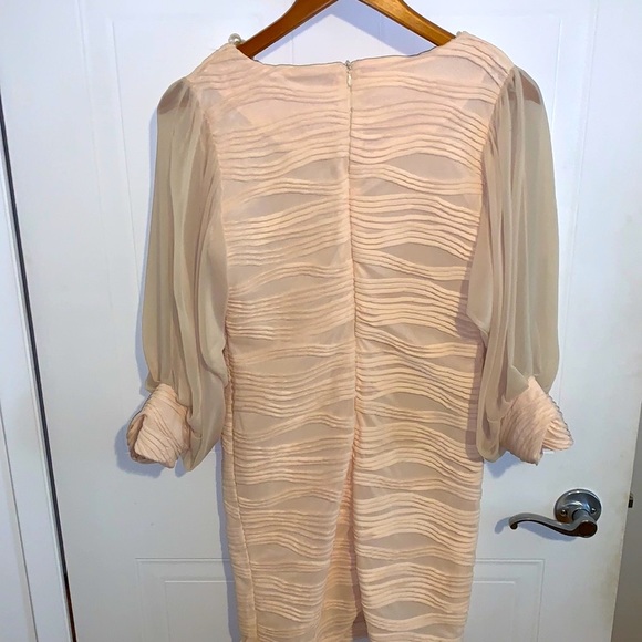 Pearl collar dress fluffy sleeves double lining - Picture 4 of 5